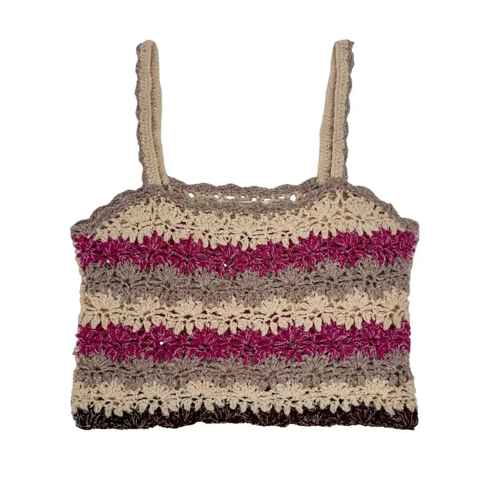 Anthropologie Crochet Neutral Tone Crop Top | Coastal Cowgirl Eclectic Grandpa - Picture 11 of 16